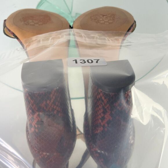 Vince Camuto Beah Sandal Red Black Leather Snake Print Ankle Strap - Picture 9 of 9